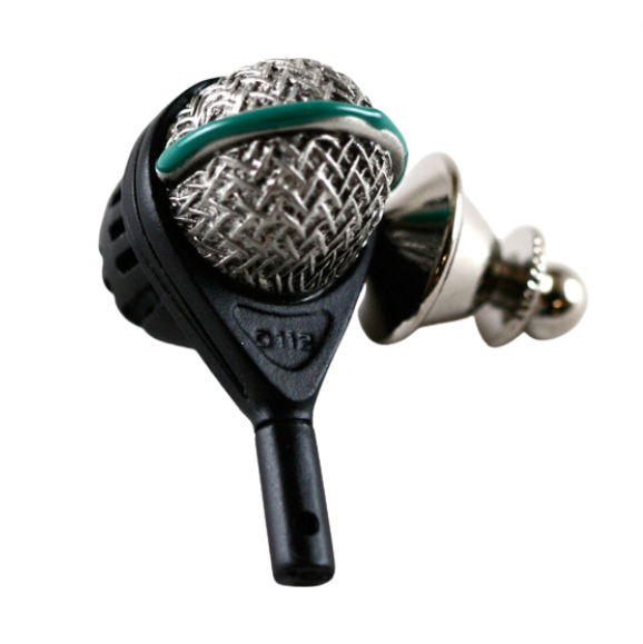 Pin, AKG D112 Microphone, Pewter with Black Finish, Harmony